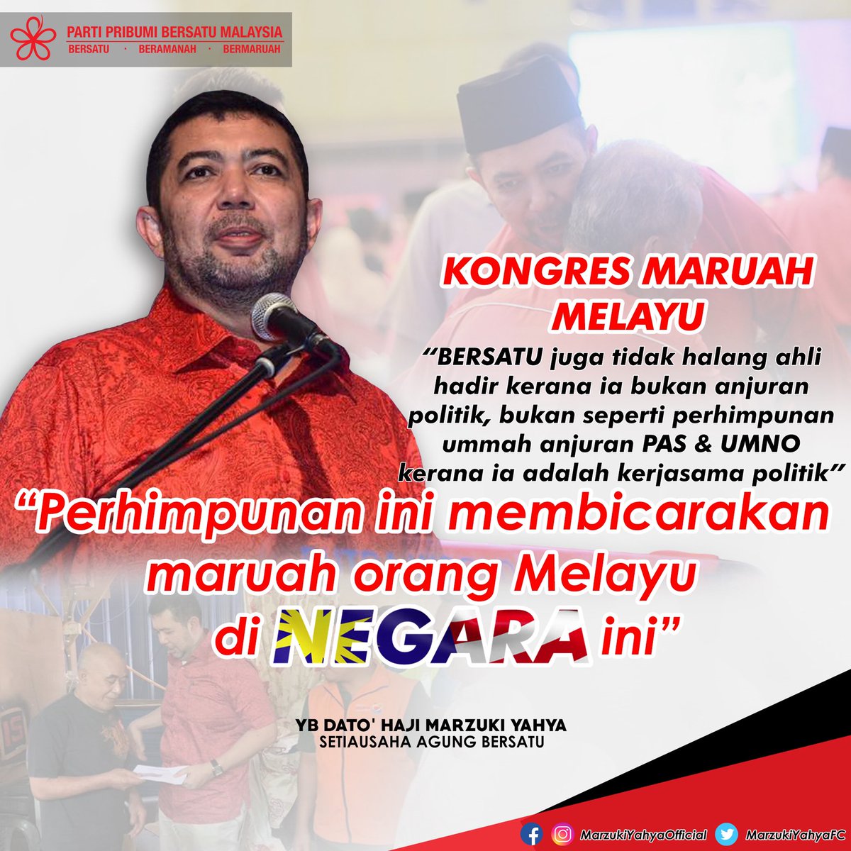 Twitter à¤ªà¤° Marzuki Yahya Petikan Kata Yb Dato Haji Marzuki Yahya Setiausaha Agung Bersatu Ketika Mengulas Mengenai Penganjuran Kongres Maruah Melayu Kkm Yang Diadakan Ahad Ini Admin Petikan Berita Berita Harian Https T Co Qbpy71fxpd
