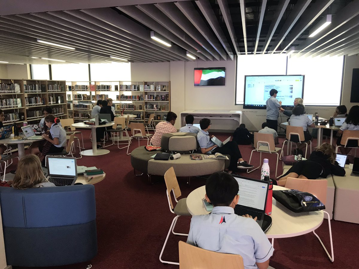 Mgintaut's tweet image. @MissBsLibrary giving her students the opportunity for book exchange, then staying in the library for her lesson. Students are engaged and learning. We 💗 students using the library this way. @DaaMiddle #40bookchallenge #mslibrary