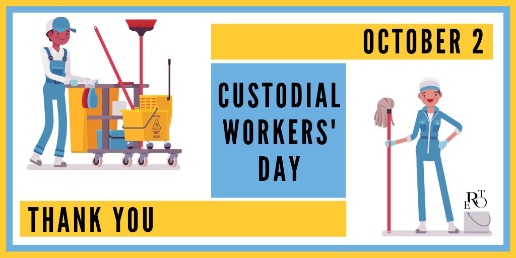 OurEntente's tweet photo. October 2 is #CustodialWorkersDay! Take some time, especially today, to show appreciation to the men and women who keep our schools and workplaces clean and well maintained 😎 https://t.co/PksTfuIi5P