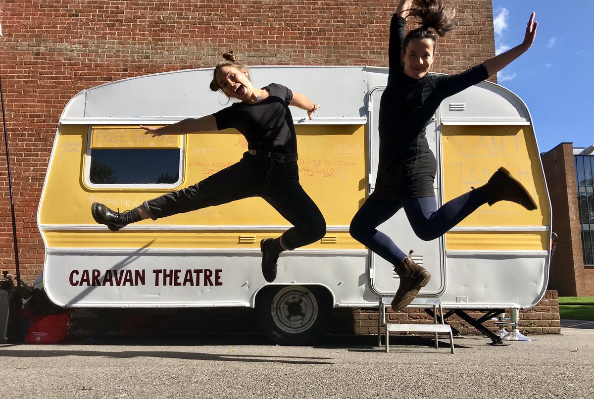 caravan_tweets's tweet photo. Obviously @SussexUni is having quite the powerful effect on these 2 power women. @RoseEsmeLucas &amp; @SofiaZervudachi literally jumping for joy 💛 https://t.co/nXdNdOrAGC