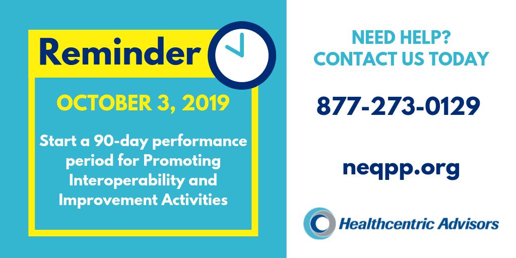 You have until *tomorrow* to start a 90-day performance period for Promoting #Interoperability and Improvement Activities for #QPP neqpp.org/qpp-2019-deadl…