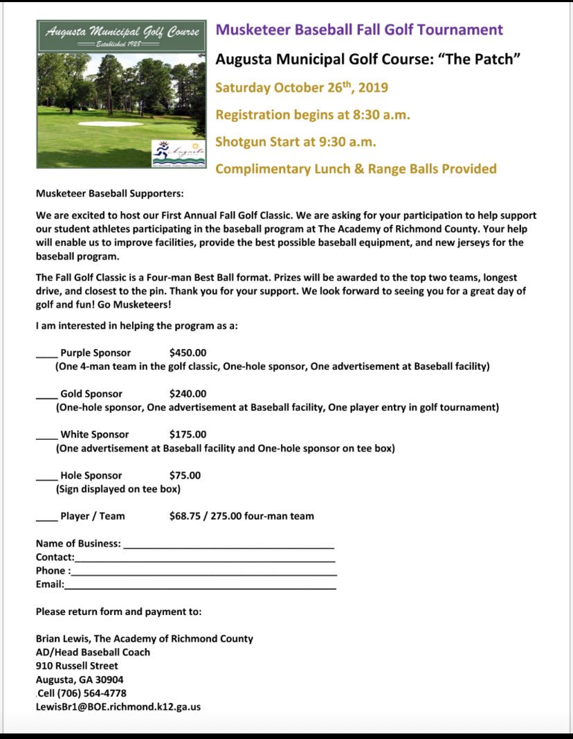 Musketeers Baseball Golf Tournament