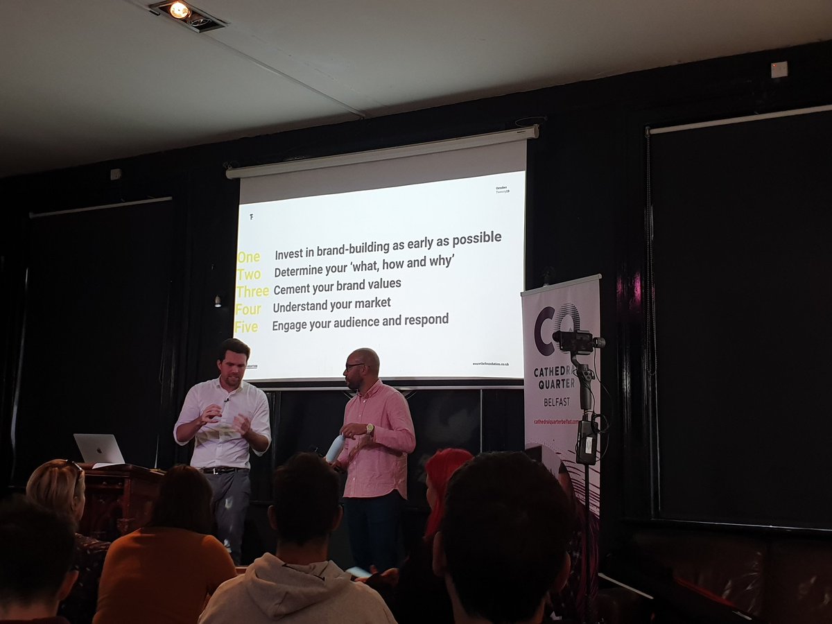 Thank you to <a href="/CQBelfast/">#CathedralQuarterBelfast</a> for this week's #lunchtimelearning! Steve Neil from @TheFoundationNI has been talking to us about the importance of branding - we have learned a lot! Thank you to <a href="/andijarvis/">Andi Jarvis</a> from <a href="/EximoMarketing/">Eximo Marketing</a> for hosting the event 💻🎉

#CQBelfast <a href="/BlackBoxBelfast/">Black Box Belfast</a>