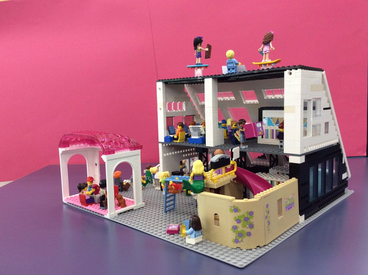 cambslib's tweet image. @LibrariesWeek Creators Lily &amp;amp; Jasmine say ‘libraries are all about having fun whilst reading. In this unique library scene there are friendly library staff on hover boards &amp;amp; of course a slide into a pool of books’ #LEGOLibrary #marchlibrary #2