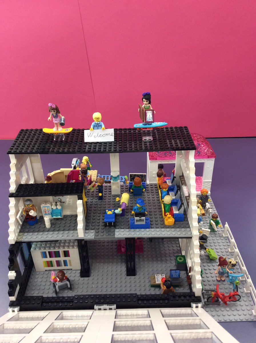 cambslib's tweet image. @LibrariesWeek Creators Lily &amp;amp; Jasmine say ‘libraries are all about having fun whilst reading. In this unique library scene there are friendly library staff on hover boards &amp;amp; of course a slide into a pool of books’ #LEGOLibrary #marchlibrary #2