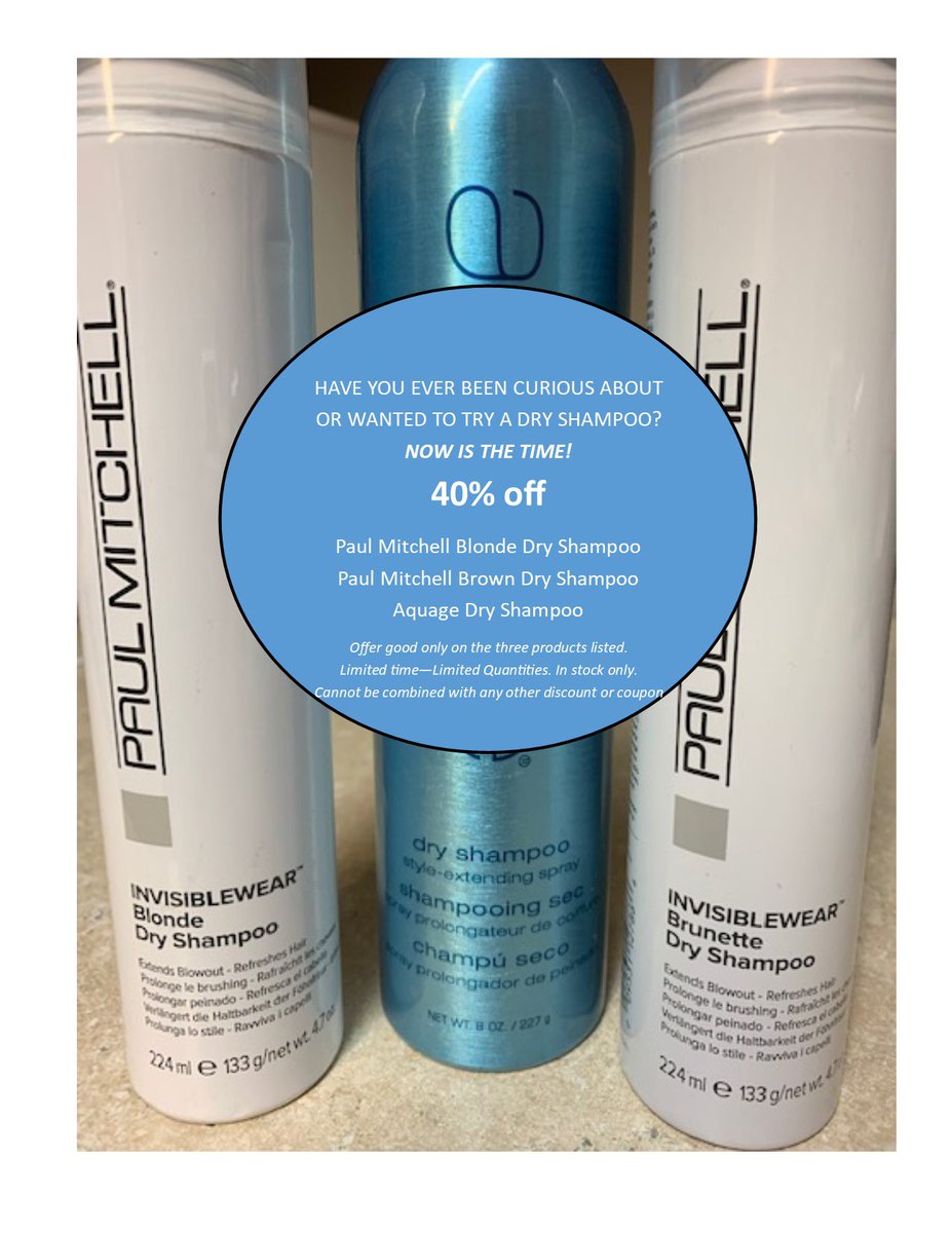 faustinstitute's tweet photo. Curious about dry shampoos? Stop in and we’ll educate you. 40% off these three (while supplies last)! https://t.co/3g5WakWVHZ