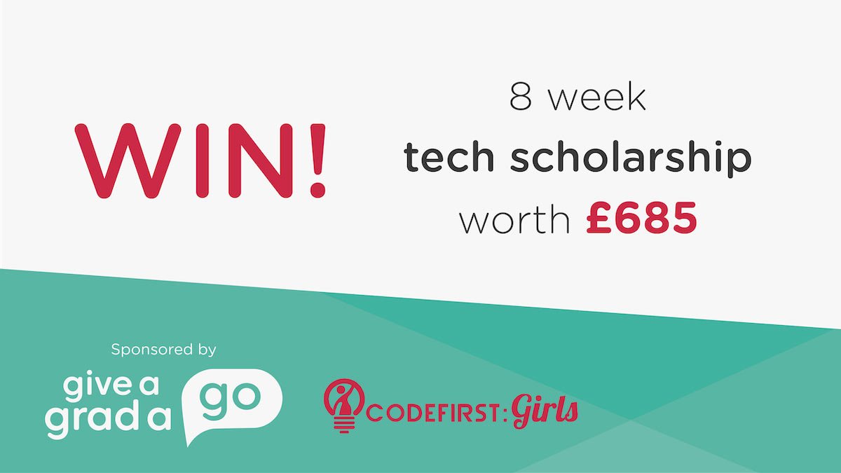 *COMPETITION* With #WomenInTech week approaching, we thought it'd be a good time to give girls the opportunity to #Win a #FREE 8-week tech scholarship worth £685!

Enter: follow, like &amp; RT this post using #Competition

Full T&amp;Cs here >>> bit.ly/tech-skills-mo…

<a href="/CodeFirstGirls/">Code First Girls</a>