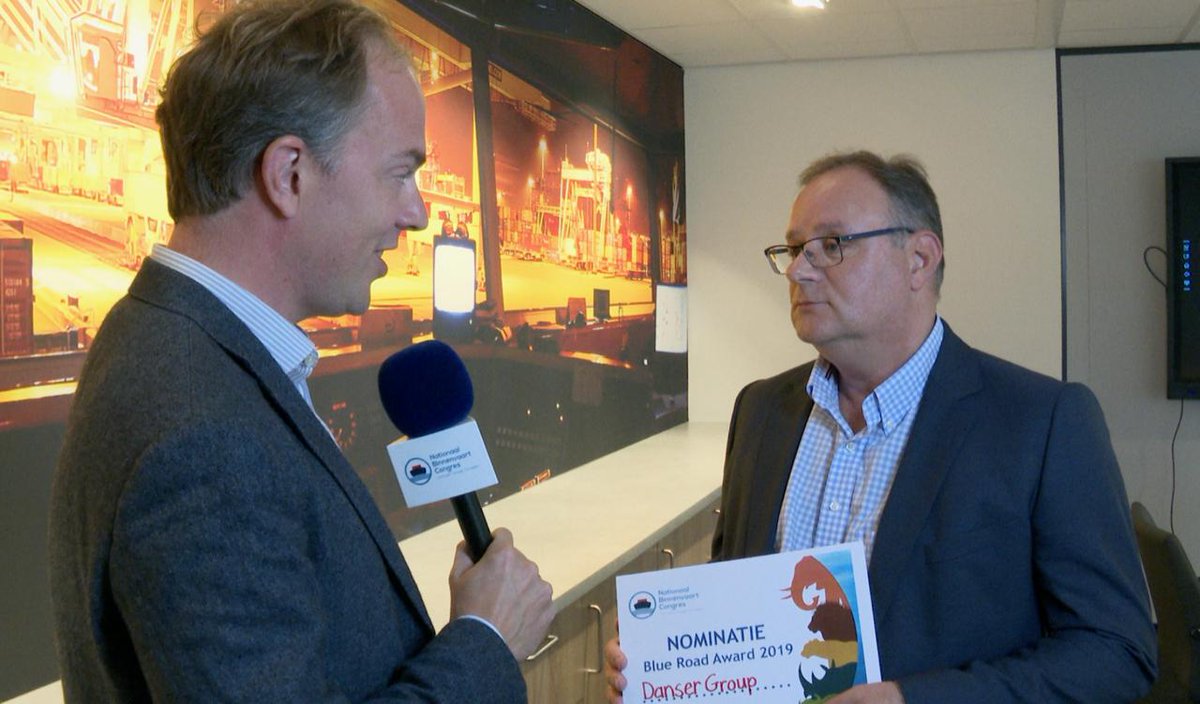 NBC2019's tweet photo. De derde genomineerde voor de Blue Road Award 2019 is de Danser Group. Door meer transparantie in de keten te brengen hebben ze nieuwe ladingsstromen weten aan te boren. Morgen rond 16.00 weten we welk initiatief bezoekers van het Nationaal Binnenvaart Congres kiezen tot winnaar! https://t.co/59Gix3wTTA