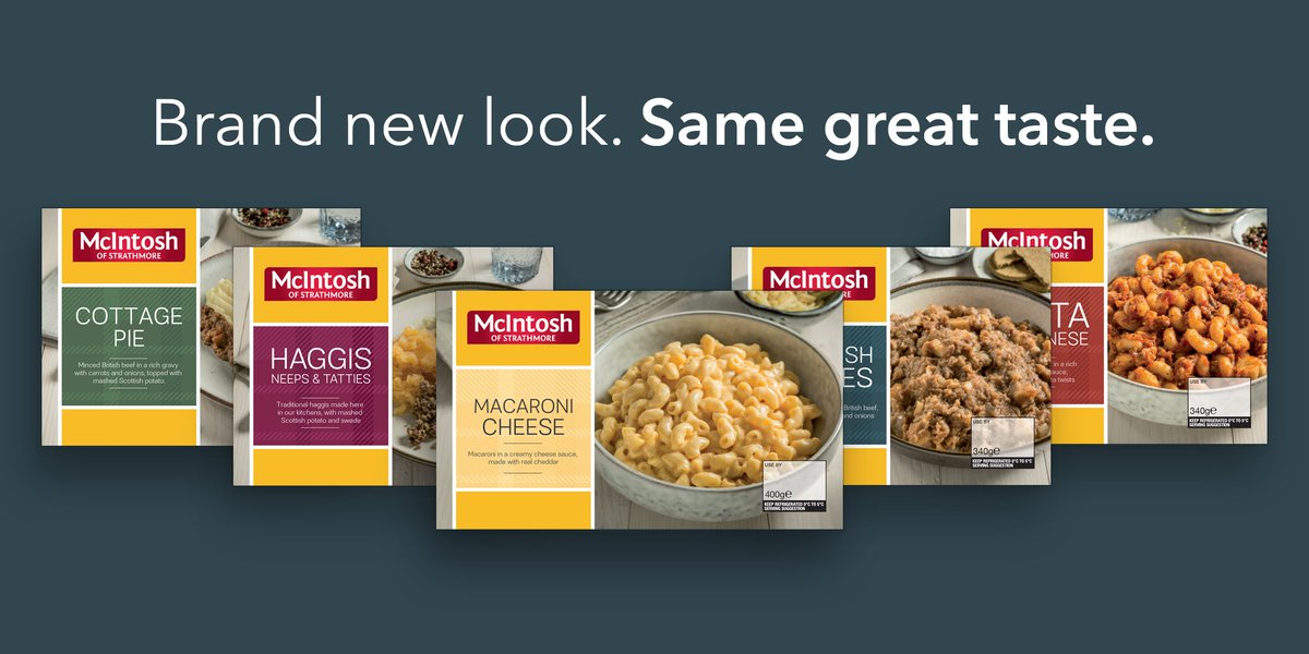 StrathmoreFoods's tweet image. We are delighted to announce the new packaging due to hit stores this week for McIntosh of Strathmore, our consumer ready meal brand. Watch this space for our new TV advert coming soon...