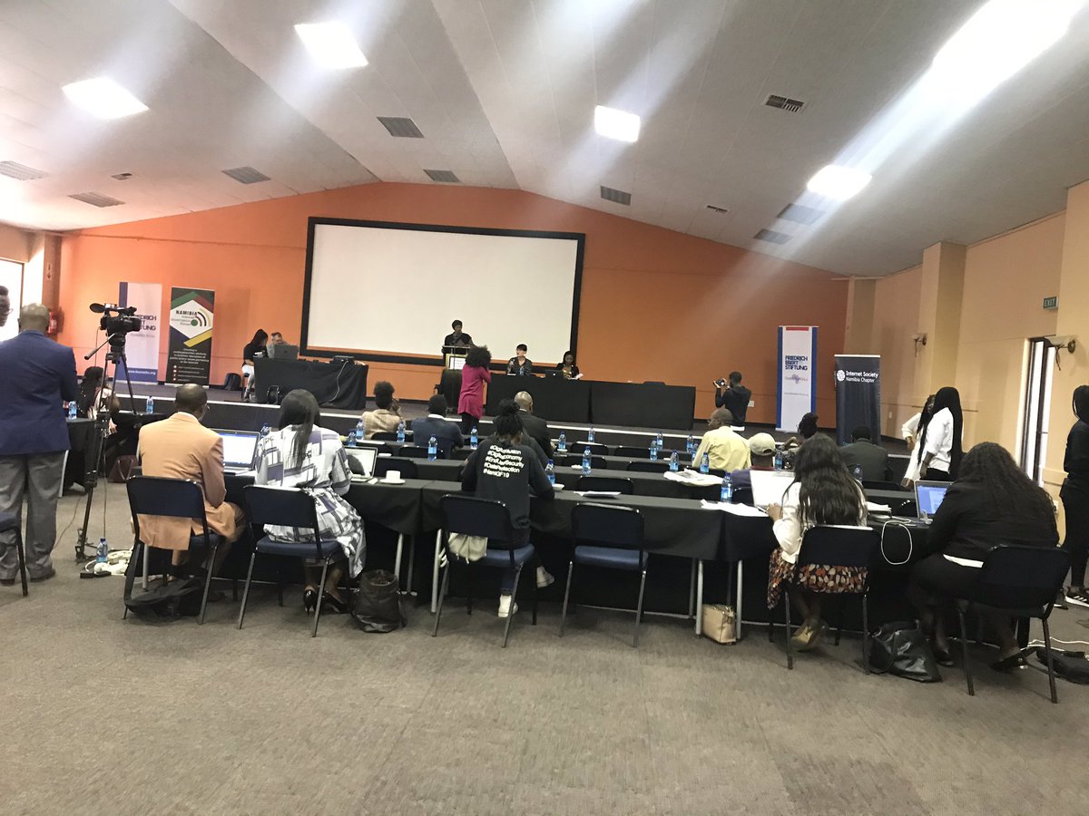 ISOCNamibia's tweet photo. We are live at #NamIGF19 

Session 1 has commenced. Our Co-founder @Nashilongo is part of the panelists on Social Media, Communication for Development &amp; Democracy! 

Join us remotely on: 
https://t.co/uxKcy6IH8B
#DigitalInclusion #DigitalEconomy #EndUserSecurity https://t.co/dVS5vxHyYz