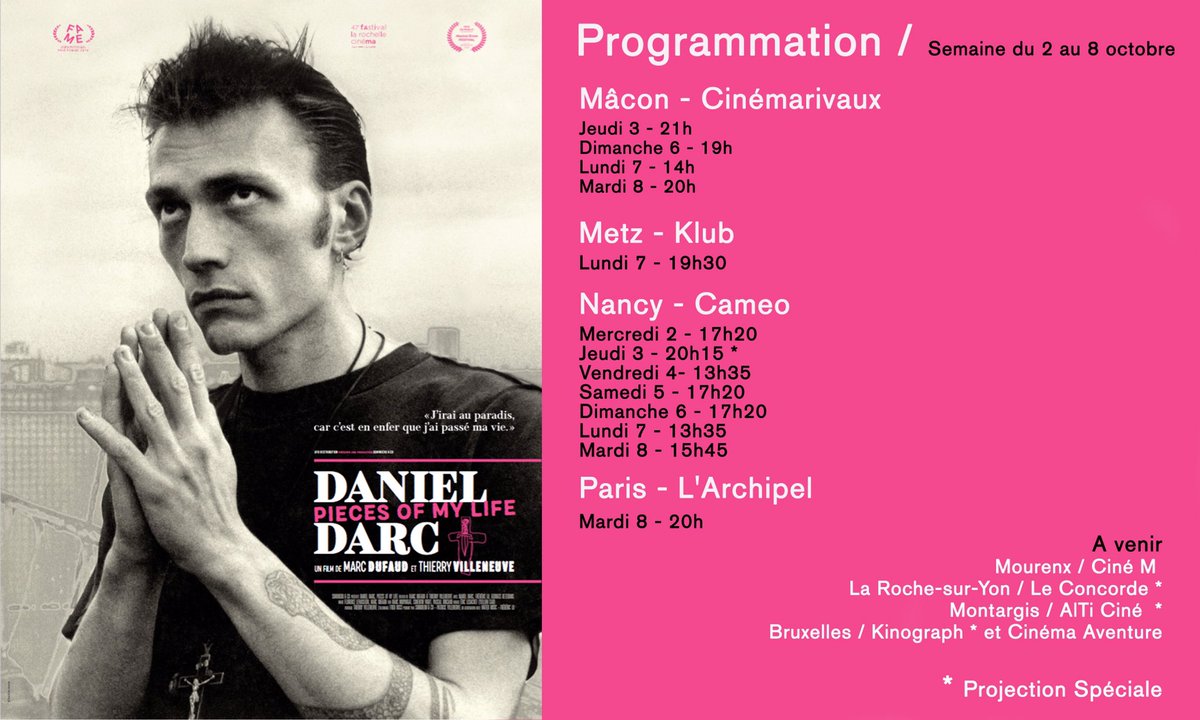 DanielDarc_film's tweet photo. Forcement on parle de plus en plus de l’édition DVD de @DanielDarc_film , mais un film de cinéma c’est toujours mieux sur grand écran 😉, autant en profiter. 
(Et amis belges, tout commence le 19 octobre 👍)
#danieldarc #ufodistribution #danieldarcpiecesofmylife https://t.co/7PC0dMsN7n