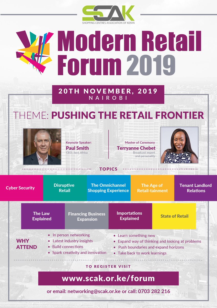 SCAKINFO's tweet photo. Have you signed up for Modern Retail Forum, that will feature the most provocative voices in the industry, where you will get to learn,discuss and understand various factors affecting today's retail?
#Retail2019 #networking #educate #scak https://t.co/GlJ5wsI0zI