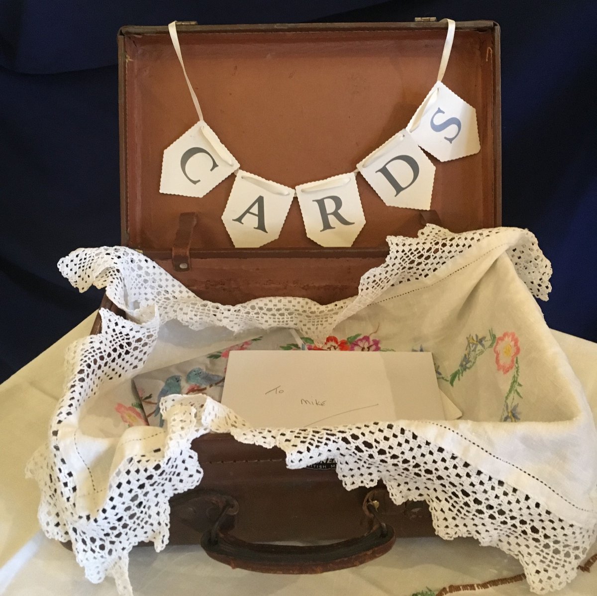 Add style and theatre to your vintage wedding!  A suitcase is perfect for collecting your guests cards or holding confetti cones! #vintagehire #vintageteacup #vintagechina #vintageevents #vintagestyle #vintagetea #Surrey #events #weddings #sussex #afternoontea #teaparties
