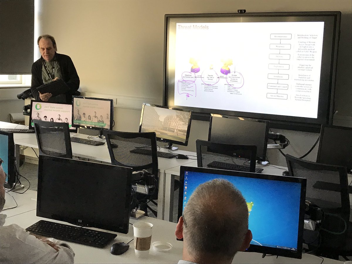 TheCyberAcademy's tweet image. @CybeReady training at the #soclab today.  Event started with @billatnapier talking about insider threats @SatisnetLtd @EdinburghNapier @ComputingNapier @BasilatNapier @sallyatnapier