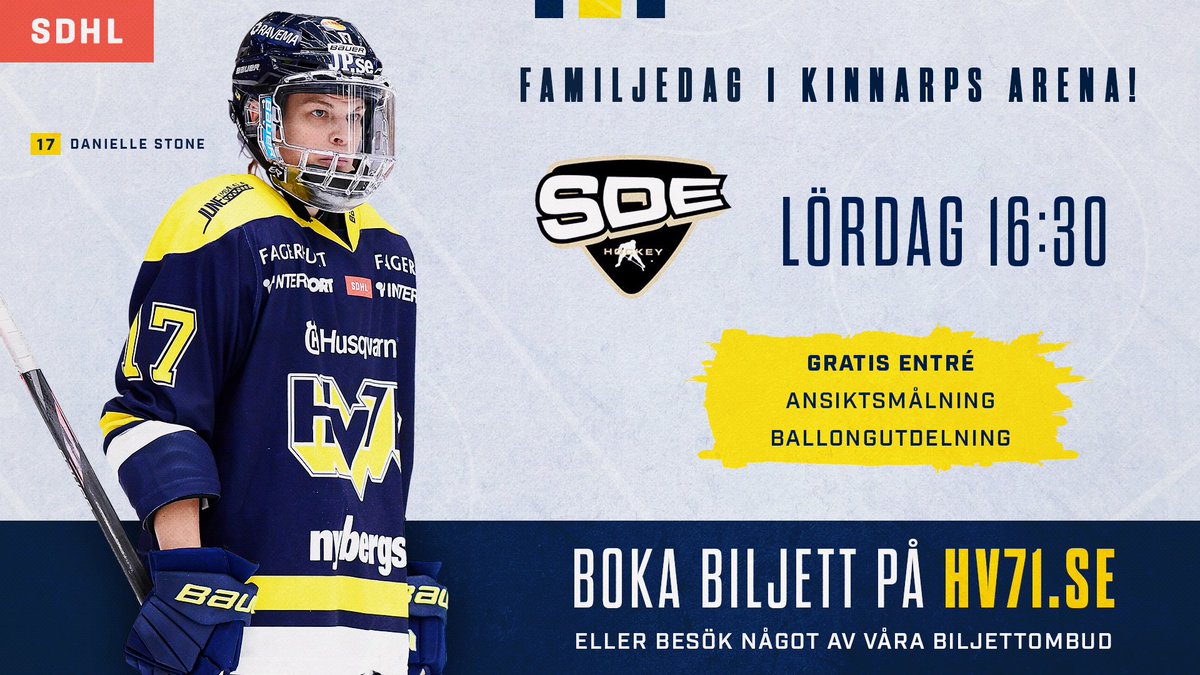 Kom och stötta oss på lördag! Det kommer vara familjedag i hallen med ballongutdelning och ansiktsmålning för alla barn. Boka din biljett via hv71.se! #hv71 #hv71dam #sdhl