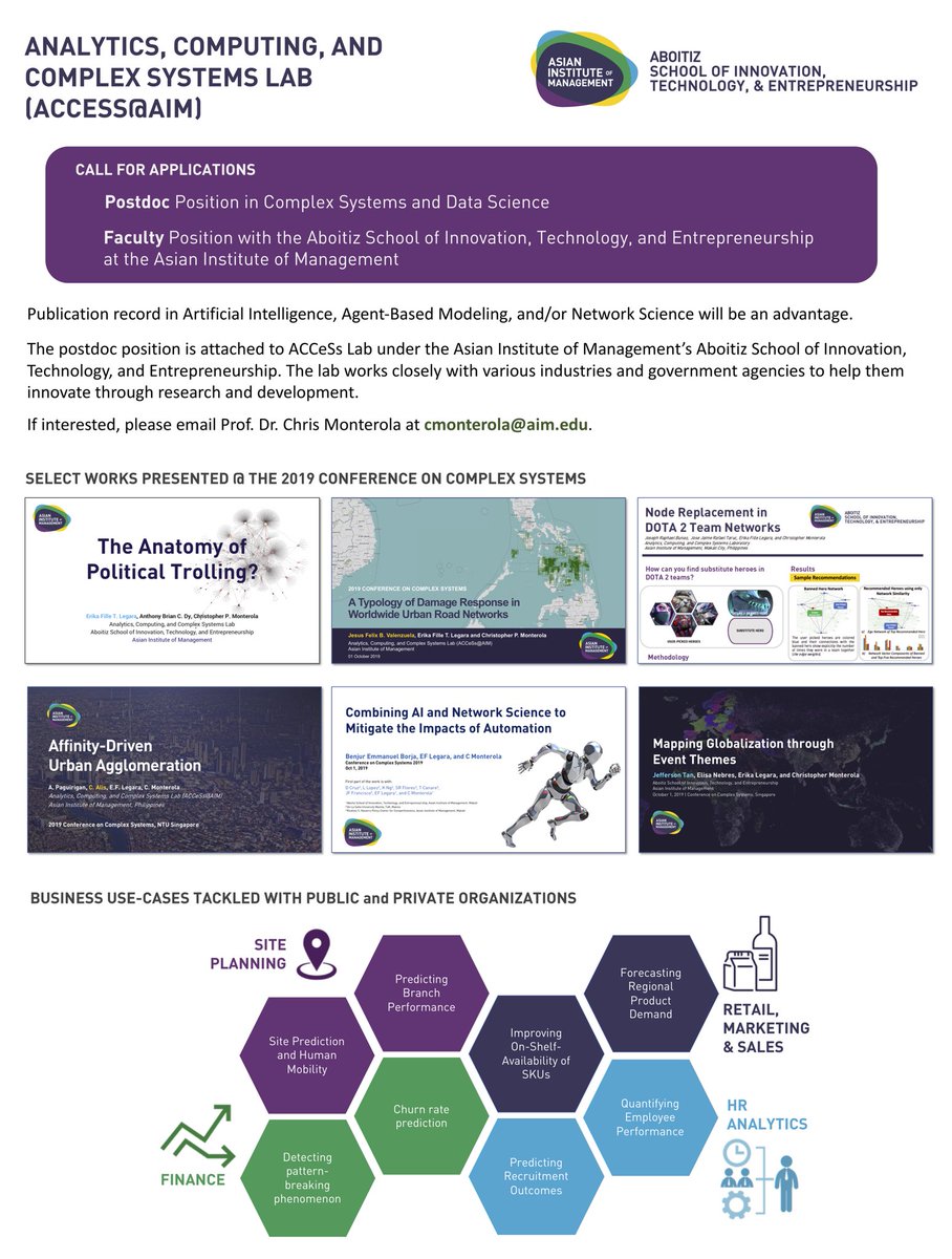 eflegara's tweet photo. Join our team in the Asia Pacific! We‘ve an opening for a postdoc position in Data Science/AI and/or Complex Systems. If you’re interested in joining our dynamic team, contact our Exec. Managing Dir., Prof. Dr. Chris Monterola at cmonterola@aim.edu and copy me—elegara@aim.edu 👍🏼 https://t.co/sk3ioOiL0g