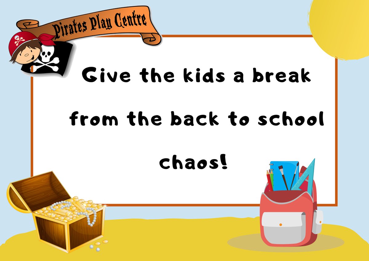 pirateplaycent1's tweet photo. We know the first weeks back at school can be a bit of a whirlwind, but we're always here at Pirates to give the kids something to look forward to! Come on in and see us this week! https://t.co/zmQ4DjqQQl