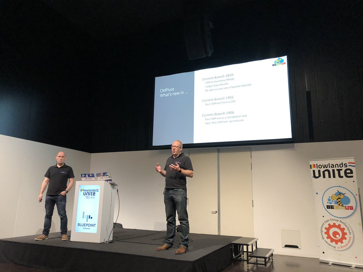 kimmiez_h's tweet photo. @MerlinFromBE &amp; @KennyBuntinx. Showing Some cool CMPivot stuff. #sccm #configmgr #llunitebe #beemug. @itsobvus https://t.co/ziJbIpvP6B
