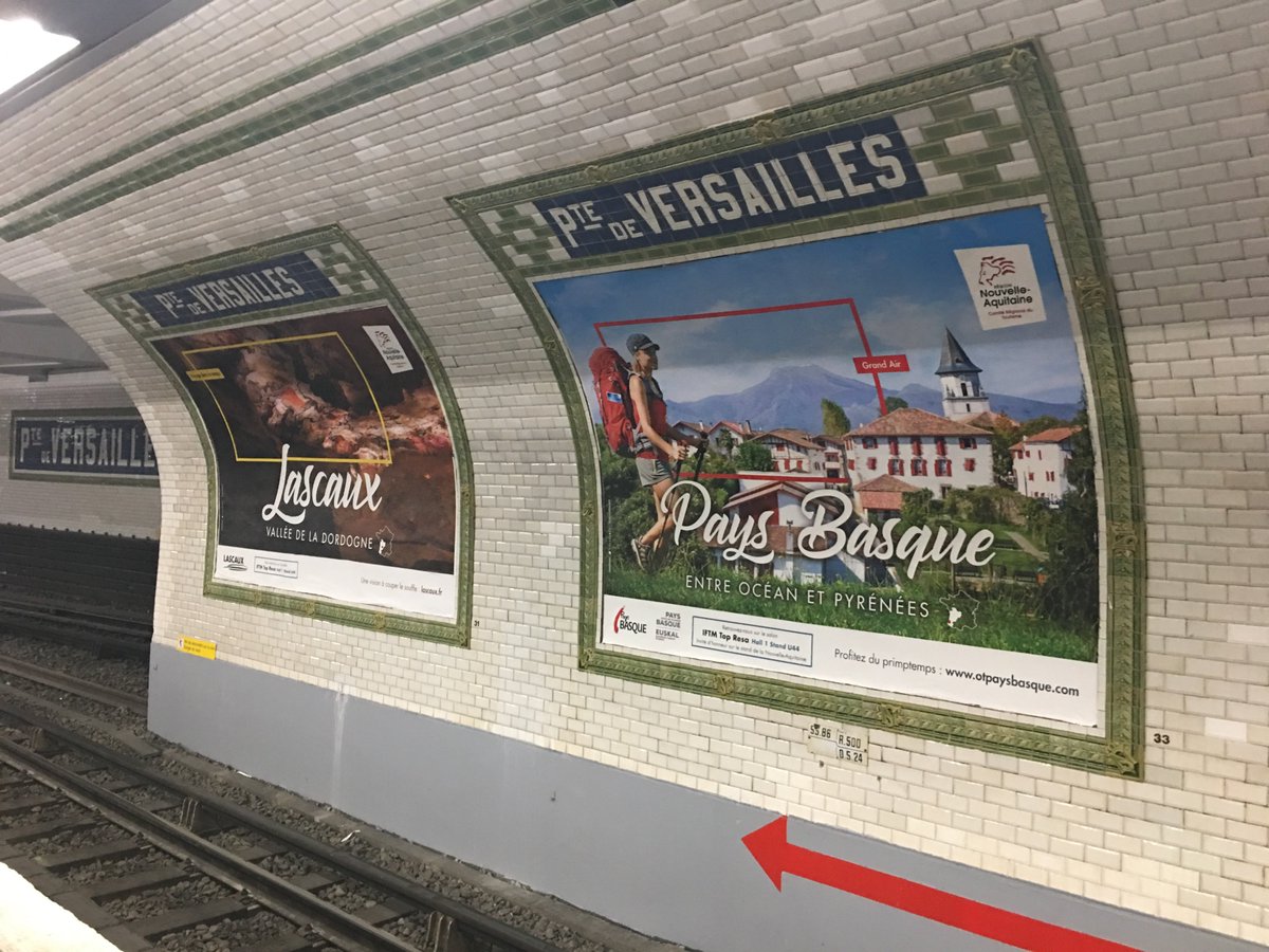 NA_Tourisme's tweet photo. En marge de l'#IFTM2019 le #crtNA affiche les destinations de #NouvelleAquitaine dans le #metrofrancilien Porte de Versailles @NiortMaraisPoit @laciteduvin @LimogesTourisme @LaRochelle_OT @LascauxOfficiel @P_Basque @NA_Tourisme @MichelDurrieu https://t.co/ouY6lOQLh4