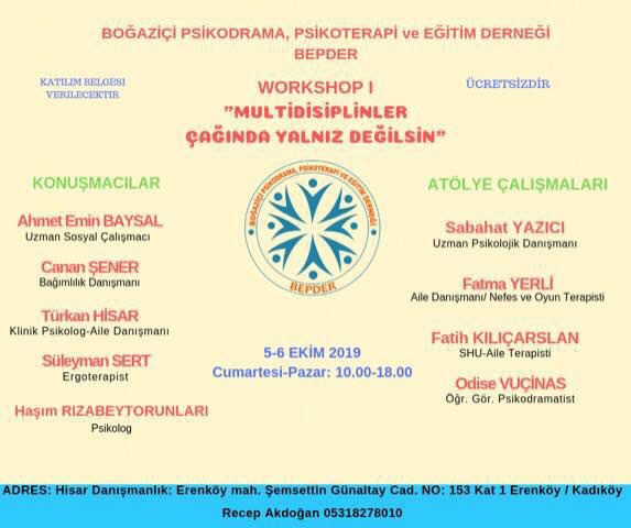 Değerli katılımcılar: Workshop için son duyuru. Recep beye ve Canan hanıma başvuru yapanlar katılabilecekler. Yeni adres: Üsküdar belediyesine ait olan yüksek teknoloji aletleri bulunduran Engelsiz Yaşam Merkezinde Bulgurlu semtinde olacak. Üsküdar Çekmeköy metro hattını kullanın