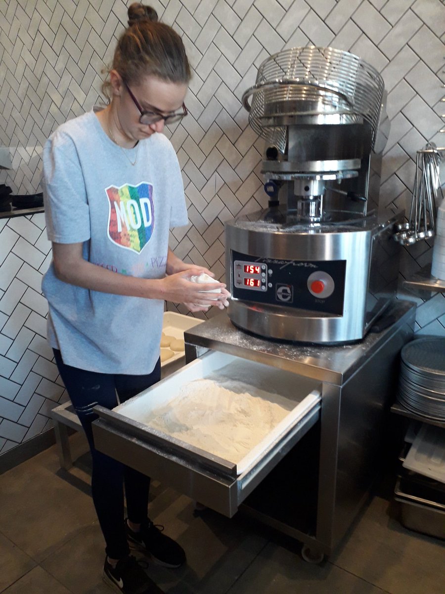 ger_russmencap's tweet photo. Check out our learner Zoe on her work placement at MOD pizza making pizza bases for the lunchtime rush. #learningdisability @mencap_charity #traineeship #mod #modpizza #pizza @MencapEmployMe https://t.co/ztLzsww1Bl