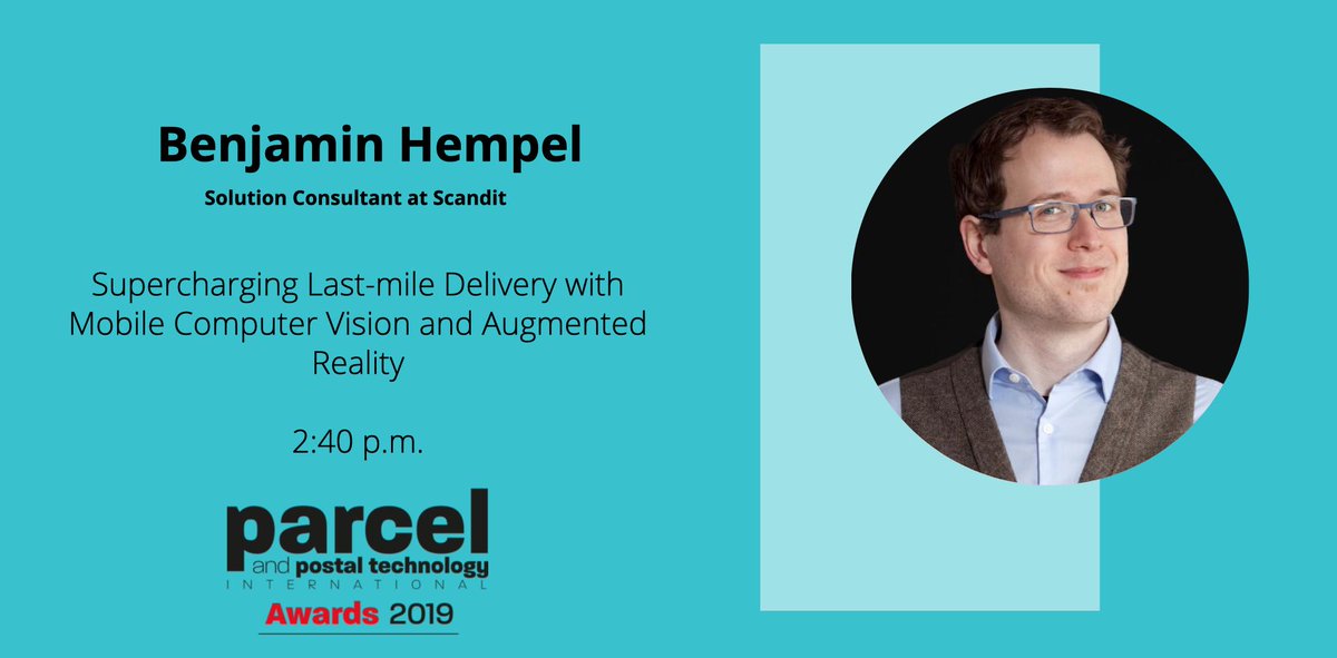 Visiting <a href="/ParcelPostExpo/">Parcel+Post Expo</a>? See Scandit today in Hall: 8 | Stand: #1105. Attend Ben Hempel's presentation, "Supercharge last mile delivery with mobile computer vision and augmented reality" parcelandpostexpo.com/en/awards.php #LastMileDelivery #ParcelPostExpo