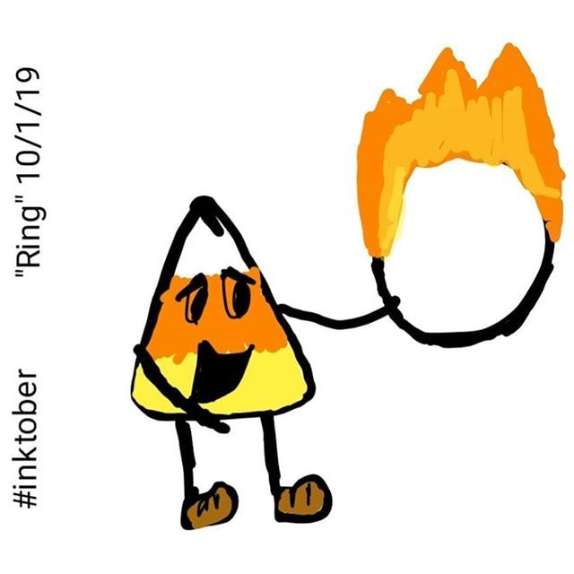 Jennawithcamera's tweet photo. Meet John! John Candy Corn! Here he is attempting some...thing with a ring of fire! 
I'm no artist by any means but doodling is relaxing for me! So I am gonna play along with Inktober for the first time and maybe improve lots of things. Who knows! 
#inkt… https://t.co/z2kcQMuxGy https://t.co/0XhO1vJfdo