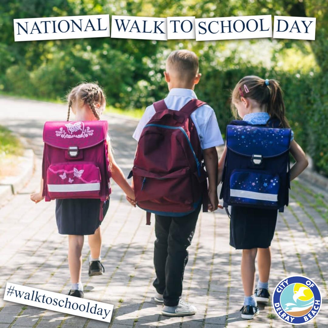 citydelraybeach's tweet photo. Today (Oct. 2) is National Walk to School Day... Get out & get some exercise with the kids! #walktoschoolday #delraybeach #delraylocal #villagebythesea @citydelraybeach @DelrayBeachPD @DelrayBeachFire https://t.co/EWPBiNXz04