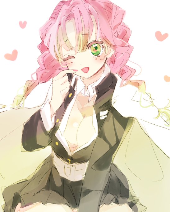 ໒꒱ミコさんがTwitterに投稿した甘露寺蜜璃(鬼滅の刃)のイラスト。