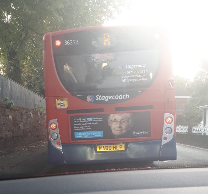 Great to see our Proud to Care ads featuring Laura on the back of buses in Devon #ajobworthdoing #proudtocare