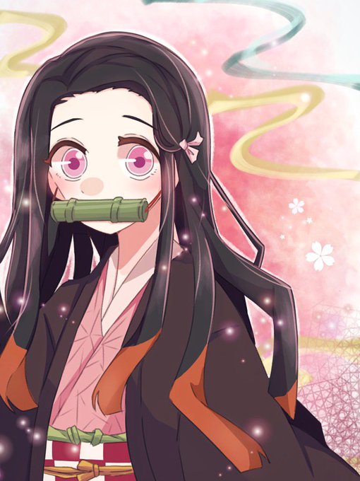 みりんさんがTwitterに投稿した竈門禰豆子(鬼滅の刃)のイラスト。