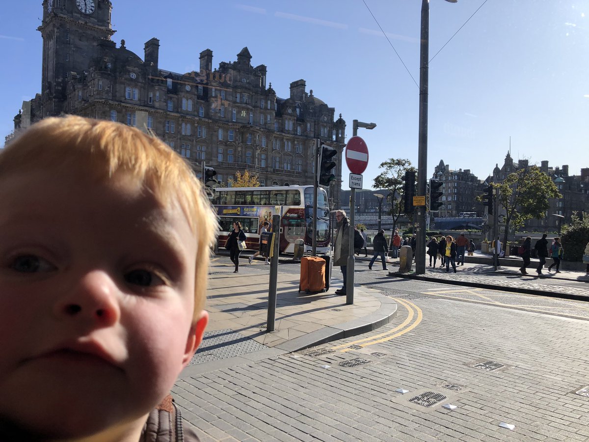 flackboy's tweet photo. Stage two of the @on_lothianbuses #Edinburgh marathon. A tram to the airport. Jamie remains entirely captivated by the buses and trams. Trams daddy! #JamieWatch #bigdayout https://t.co/mlPKnJmmd8