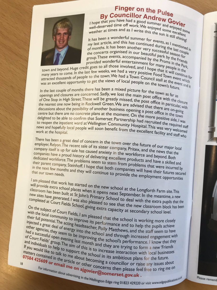 CourtFieldsSch's tweet photo. Lovely feedback in the latest Wellington Edge magazine from Councillor Andrew Govier... Thank you to him and our local community for all their support #WellingtonEdge #CFcommunityfirst https://t.co/gu9JBXadPB