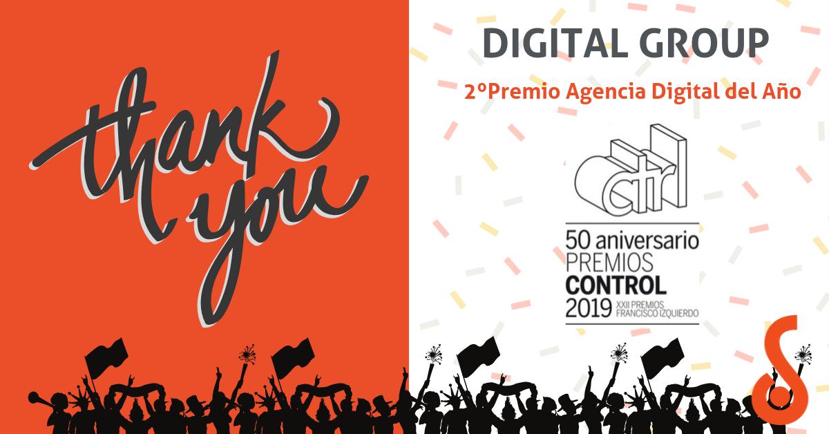 DigitalGroup360's tweet image. Estamos de celebración! Hemos sidos galardonados, en nuestra 3a nominación consecutiva, con el 2do premio a la Mejor Agencia Digital de España. Gracias a todos! En especial a nuestros clientes, sin ellos esto no sería posible! #PremiosControl #MejorAgenciaDigital #DigitalGroup