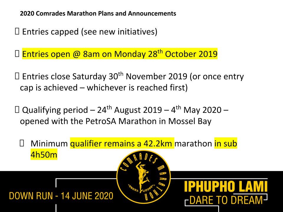 2020 Comrades Marathon Plans and Announcements #Comrades2020 #IphuphoLami #DareToDream