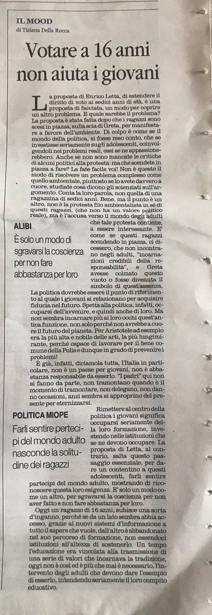 Tiziana_DR's tweet image. Oggi il mio pezzo sul @LAltravoce sulla stupida proposta di far votare i sedicenni #VotoaiSedicenni #QuotidianodelSud