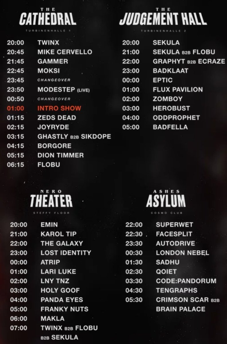 The line-up for tonight should not be legal...

<a href="/Modestep/">Modestep</a> @wearemoksi <a href="/BadKlaat/">BadKlaat</a> <a href="/Eptic/">EPTIC</a> <a href="/oddprophet/">Oddprophet</a> <a href="/LNYTNZ/">LNY TNZ</a> <a href="/Borgore/">Borgore</a> <a href="/sadhutheking/">actually sadhu</a> <a href="/itsatripmusic/">ATRIP</a> <a href="/MikeCervello/">Mike Cervello</a> <a href="/graphytmusic/">Graphyt</a> <a href="/ecrazemusic/">ECRAZEMUSIC</a> <a href="/LondonNebel/">London Nebel</a> @CodePandorum &amp; so much more🔥