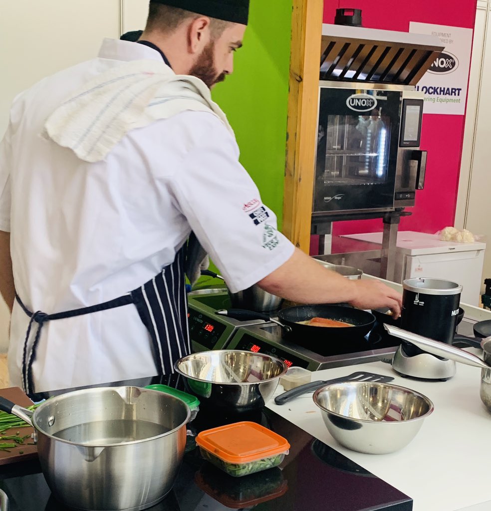 compassgroupuk's tweet photo. Daniel Dawson, @ESS_Offshore will be presenting ‘Rainbow Trout served with Crushed New Potatoes, Fennel, Shallot &amp; Shiitake Mushroom on a Pea Purée Garnished with Rocket &amp; Beetroot Crisps 
#CompassApprenticeChefoftheYear 
#CCOTY19 #TRS2019 #TeamCompass https://t.co/kZvVXjNjie
