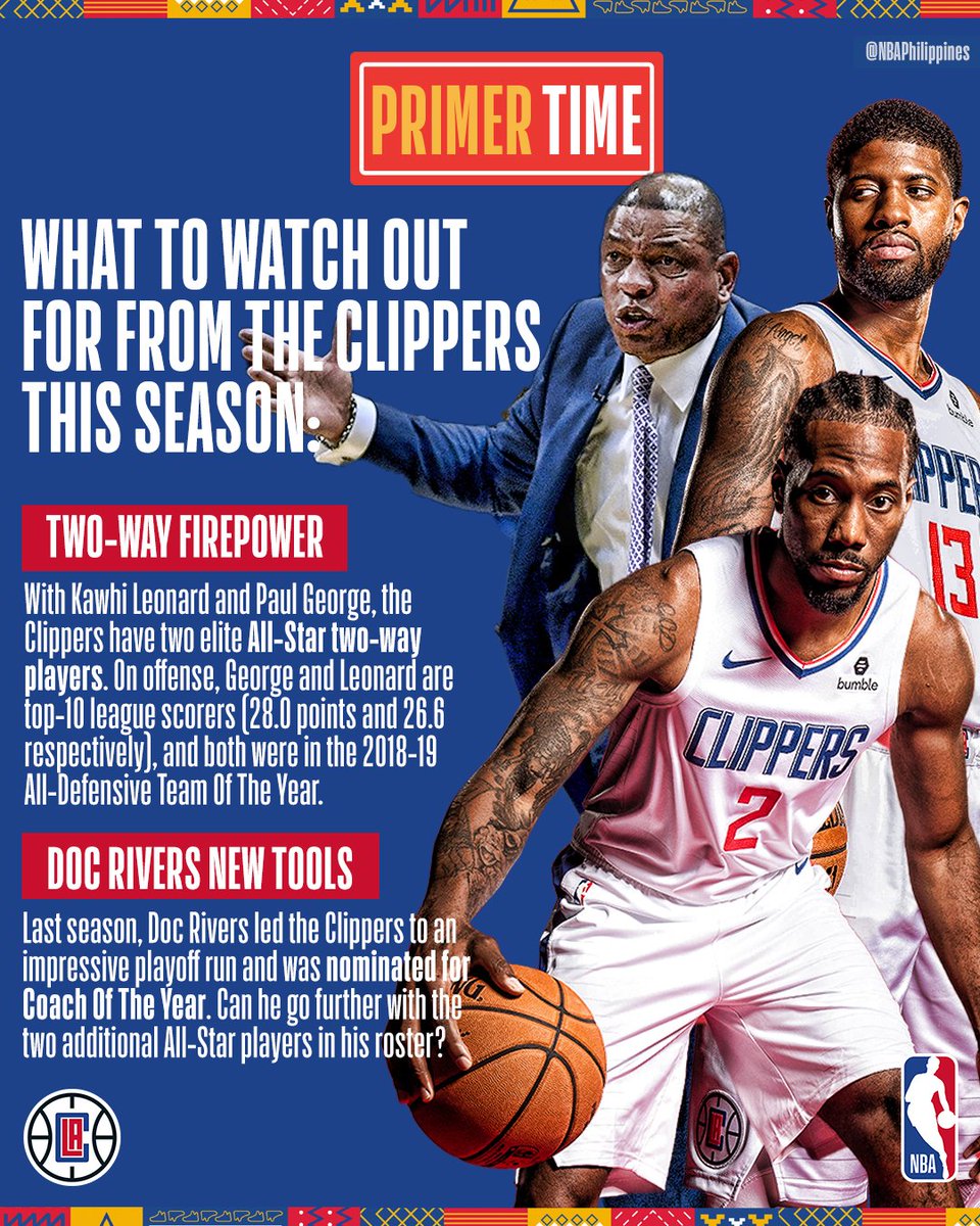 NBA_Philippines's tweet photo. Kawhi Leonard and Paul George are going to do great things in L.A. 💪 Can the L.A. Clippers compete for the title this season? 🤔 #PrimerTime https://t.co/P5elbsHzZb