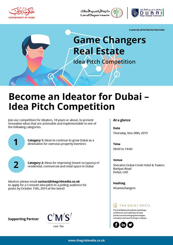 SmartinvestReal's tweet photo. 3. Game Changers Real Estate: Idea Pitch Competition

Idea Pitch Categories:
1. Ideas to continue to grow Dubai as a destination for overseas property investors

2. Ideas for improving tenant occupancy of residential, commercial and retail space in Dubai https://t.co/VaiBxlTAkT