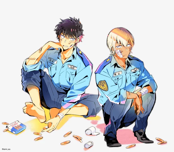 【落書き警察学校】松田&んこ座りになってしまった降谷さん 