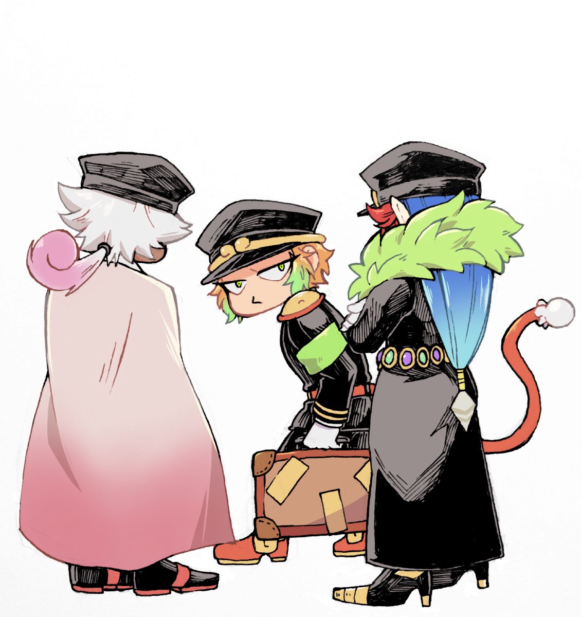 犬猿雉 出張行く猿にハンカチ持ったか書類はファイルに入れたかなど持ち物確認して ニッキのイラスト