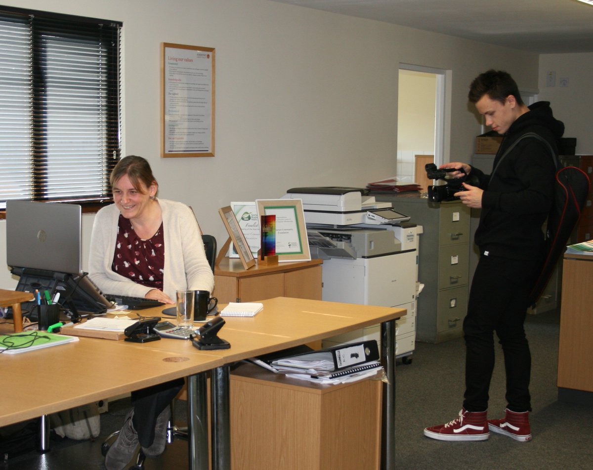 Somerset_CF's tweet image. Media Studies students from @WestonCollege visited our office today to put together a showcase film for the @SomBizAwards 2019. In case you missed the news, we're through to the *final 3* in the Charity of the Year category! #LookBusy #Gameface #SBA2019 #Somerset
