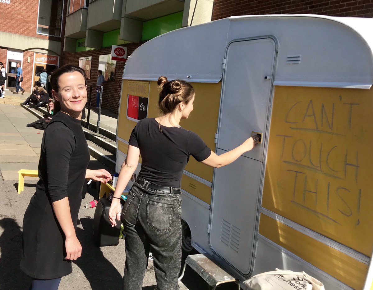 caravan_tweets's tweet photo. @WellSussex the caravan is on campus today til 4pm outside Bramber House. 10 minute plays inside a caravan. Please help spread the word! #consent #caravantheatre https://t.co/ZjZl3fA8WP
