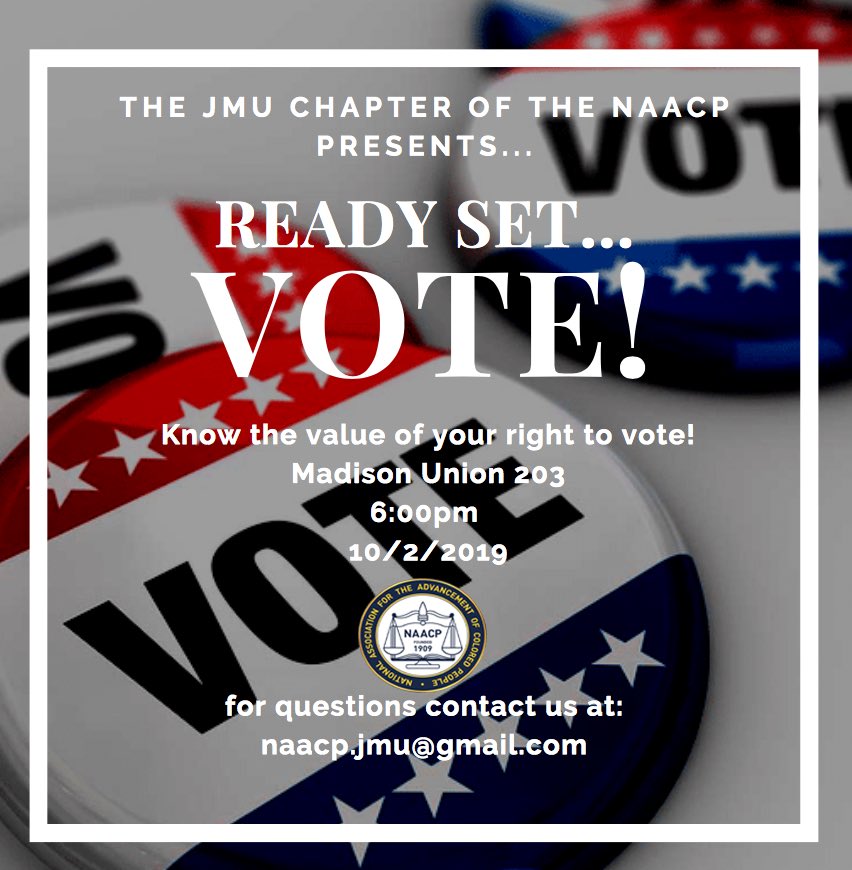 Come out, and join us this evening to discuss the importance, and history of voting. We will be providing the opportunity to register to vote, and provide membership sign up into the NAACP. See you there!!!!
