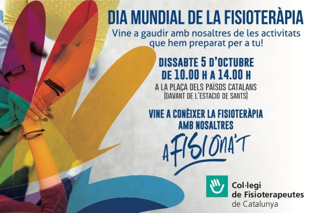 Dins els actes amb motiu del Dia Mundial de la #Fisioteràpia #DIFT19, el dissabte 5/10/2019, de 10 a 14h, el <a href="/ColFiCat/">CFC</a> proposa un ventall d'activitats per a tots els públics a la Plaça dels Països Catalans (davant de l'estació de #Sants). 
Us hi esperem! #fibromiàlgia #aFISIOnat