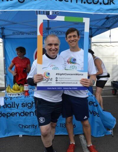 SightConcern's tweet photo. Worcester Run 2019 - Dennis Yeates and Mark Roughley, from @artworkcreative and @LeominsterOsteo respectively, were running on behalf of @BoB_Malvern. https://t.co/n5QBQMKtox #Worcestershirehour #thursfields #CharityNews #worcesterrun https://t.co/WQFuKVzkvT