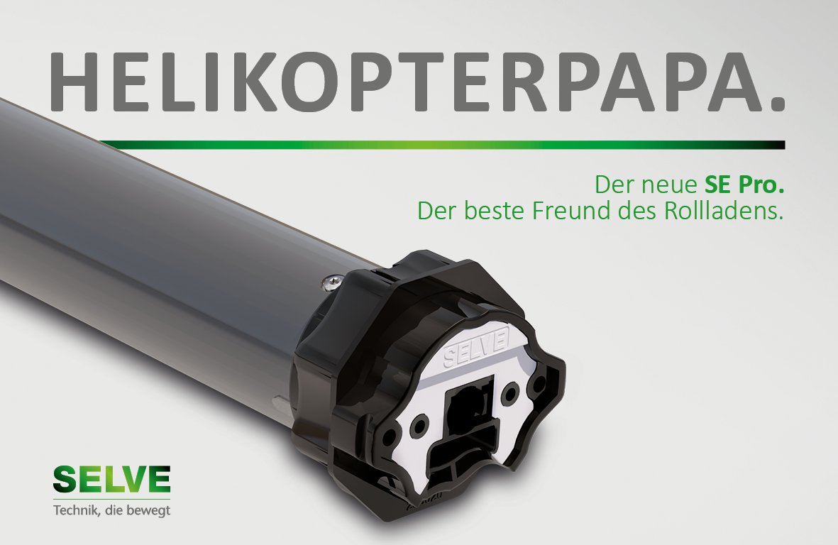 #Helikopterpapa: Er kümmert sich pausenlos darum, dass dem Rollladen nichts passiert und sorgt mit vielen einzigartigen Funktionen für Langlebigkeit jeder Rollladenanlage.
Deshalb ist der neue SE Pro von SELVE der beste Freund des Rollladens. Mehr auf selve.de/se-pro