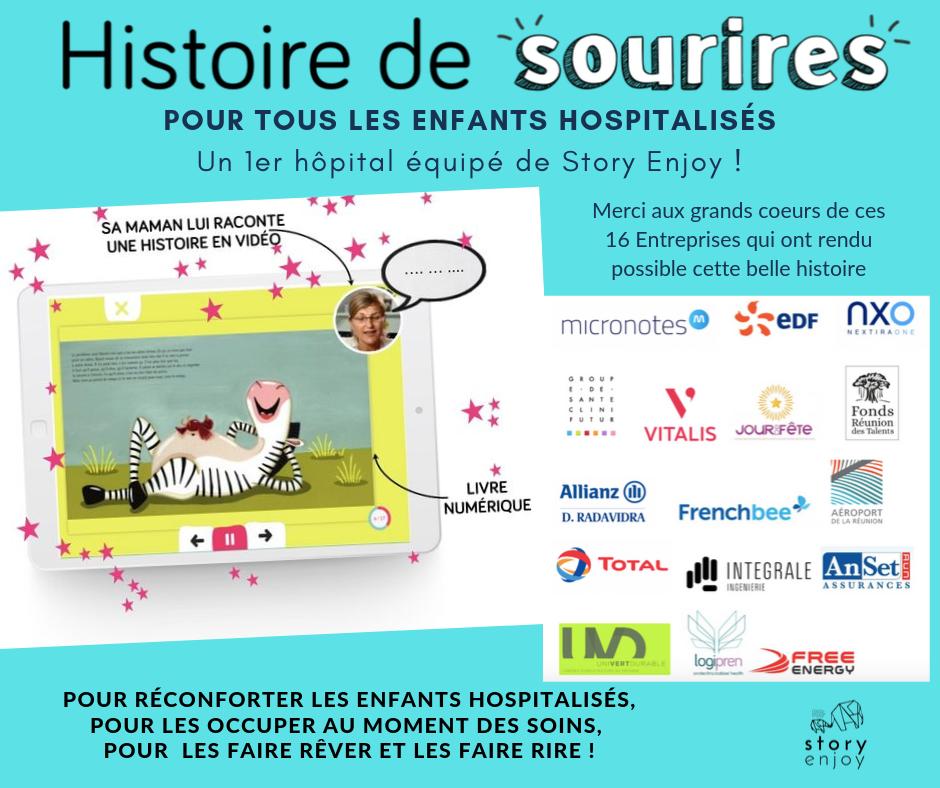 Story Enjoy est offert à tous les enfants hospitalisés à l’Hôpital d'Enfants - ASFA et leur famille ! Un immense merci aux 16 entreprises partenaires de l'opération qui ont rendu cela possible !