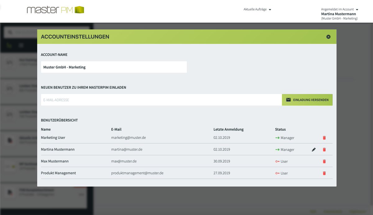 🙌Gemeinsam arbeiten in #masterPIM:
Laden Sie Mitarbeiter zu Ihrem Account ein, um #gemeinsam Daten aufzubereiten. Oder senden Sie Ihren Arbeitsstand direkt in einen freigegebenen Account.

#pim #jederkannpim #ecommerce #digitalisierung #productdata #kmu #digitaltransformation